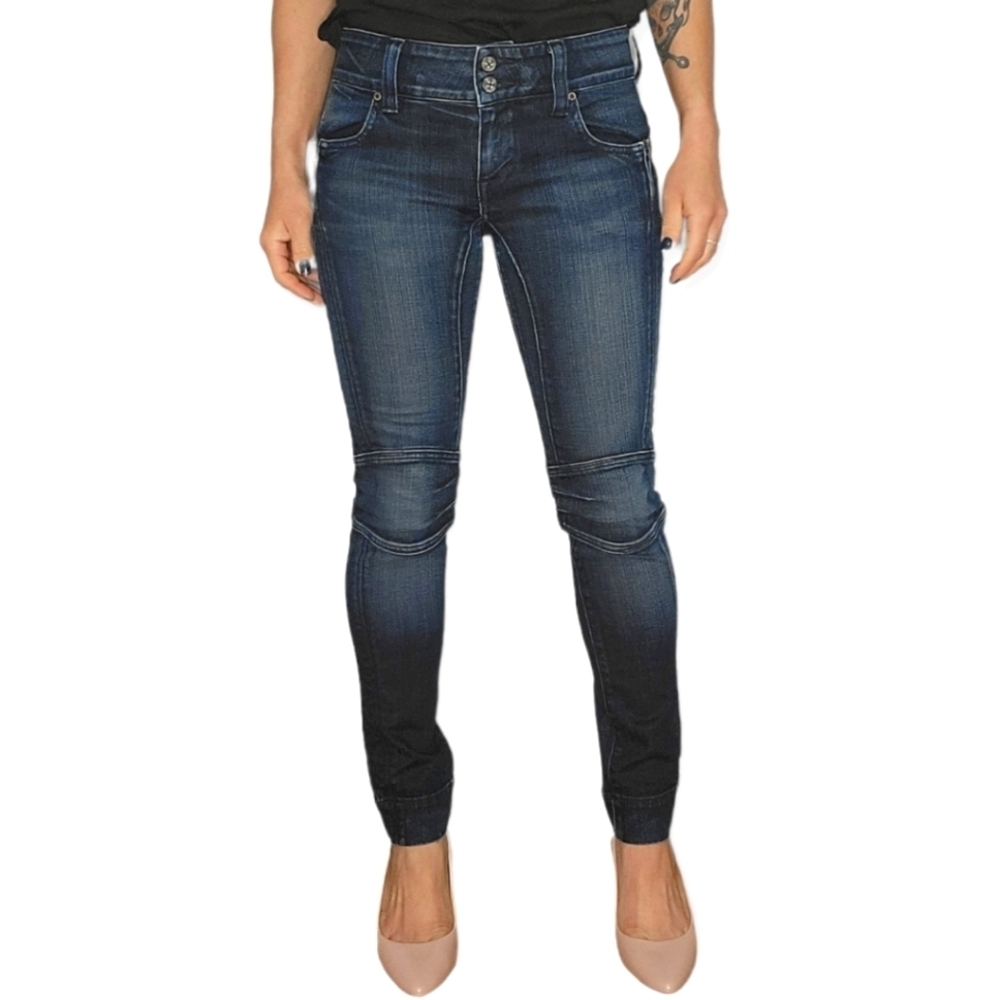 Freedom of Choice Mid-rise Skinny Stretch Moto Jeans 29 Deep Blue